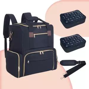 호환  UOZL 네일 폴리쉬 정리 백팩 80개 병 수납 및 네일 램프 용품 포함 탈부착 2개 케이스 보관 가방 전