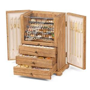 스릴롤라 주얼리 박스 정리함, 여성 소녀를 위한 소박한 나무 박스, 귀걸이용 대형 보관 귀걸이 홀더 반지 팔찌, 그녀를 선물로 케이스