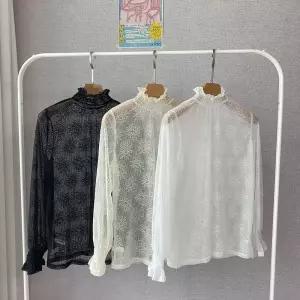 모던스타일 여성 시스루 스판 에덴 스모크 레이스 블라우스 이너티1027858