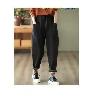 여자 9부 바지 추동 빈티지 기모 니트 후드 빅포켓 슬림 배기팬츠 캐주얼 도톰팬츠 BE3