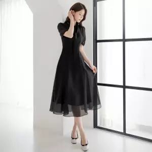 시크라인 ~XXL까지 데이민 스카프 시스루 쉬폰 플레어 원피스 여름 하객룩 오피스룩 데이트 모임 미시 빅사