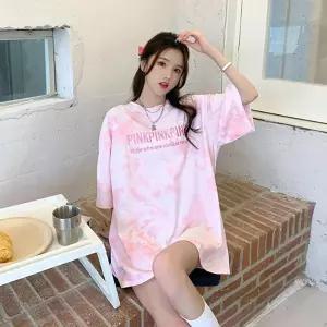 10대 20대 여자 물감 레터링 프린팅 오버핏 티셔츠 zlM7+7YCx