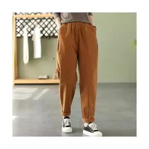 여성 바지 기모 덧대 자녀식 밴딩 패치 겉 추동 배기팬츠 9부 원템3