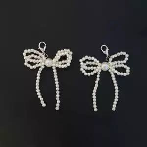 신발 진주 리본 2개입 악세사리 꾸미기 재료 파츠 운동화 장식 부자재 공예   만들기