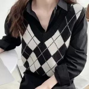 레이어드룩 체크 데일리 모던심플 여성베스트경량베스트 LPu6+9rCD