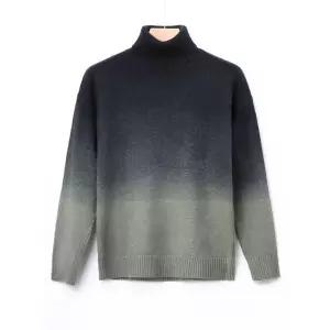 남성 니트 가을 칼라넥 그라데이션 기모 배색 나염 터틀넥 원픽3