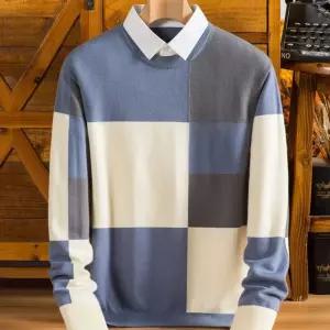 남자 롱 이너 캐주얼 투피스 봄가을 칼라 슬리브 긴팔 가짜카라 스트레이트 칼라넥 원픽3