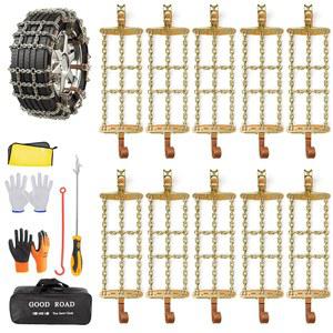 오토초이스 비상 스노우 체인, 얼음, 모래, 진흙에서 자동차 트럭 SUV를 위한 두꺼운 망간 강철 타이어 체인(8팩, 폭 235-285mm)