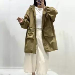 여성용 하프 가을 캐주얼 후드 가디건 트렌치코트 솔리드 투포켓 아우터 카디건 KS3