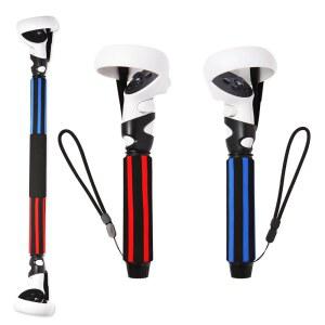 퀘스트 2용 VR 게임 핸들 부착물, 익스텐션 그립 및 오큘러스 고릴라 태그 롱 암 익스텐더(스트라이프 스타일)