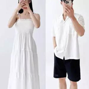 커플 비치웨어 휴양지룩 시밀러룩 남녀 커플 휴양지 래쉬가드여자