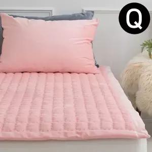 [콩심팥심]빌리 극세사 밴딩 패드 퀸 Q 핑크 카페트겸용