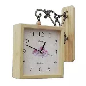 원목사각양면시계 원목시계 양면시계 삼나무시계 무소음시계