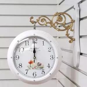 GB2283 큐빅 양면벽시계 화이트하우스 취침등 양면시계