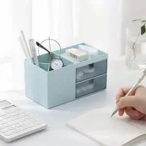2단서랍 화장대 소품정리함 블루) 데스크정리함 접이식선반 접이식옷장선반 옷장선반