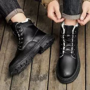 남성 퍼안감 올블랙 방한 트레킹 워커부츠 올블랙부츠 방한워커 퍼안감 기모부츠