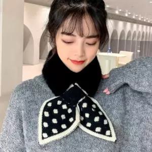 쁘띠 겨울 여성 밍크 퍼 머플러 목도리 도트 넥워머 밍크목도리 부드러운목도리