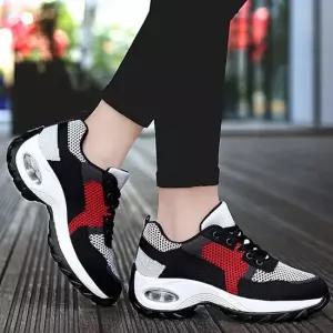 여성 5cm 쿠션 메쉬 니트 키높이운동화 여름 스니커즈 굽높은운동화 삭스운동화