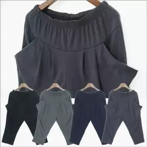 여성 7부 배기바지 절개주머니 밴딩 배기팬츠 여름바지 7부바지 밴드바지 배기바지