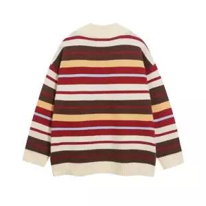 니트 봄 빈티지 임팩트 스트라이프 루즈핏 가디건 무지개 커플 여자카디건 스웨터 배색 집업 원템1