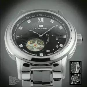 킹덤 다이아몬드 텅스텐 스텔레톤 오토매틱 여성 명품 예물 고급 메탈 손목 시계 / KD5020F 