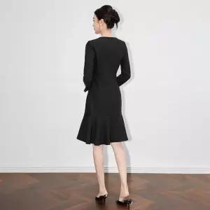 여자 원피스 쉬폰 핸드메이드 미니드레스 긴팔 플레어 큐빅 OP1