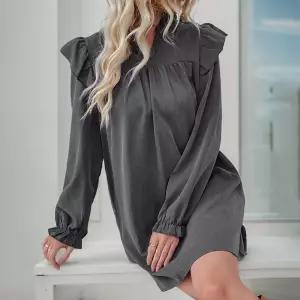 여친 원피스 치마 미니 가을 솔리드 프릴 긴팔 루즈핏 드레스 OP1