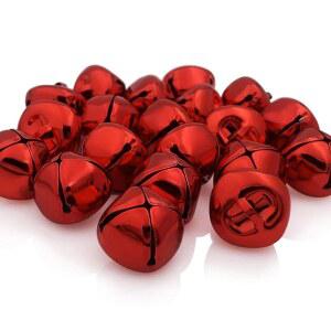 CLLOTVE 징글벨 1인치/25mm 금속 공예 벨 크리스마스 트리 홀리데이 홈 페스티벌 파티 웨딩 장식 선물 DIY 프로젝트 20개 빨간색