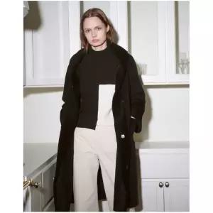 올리비아로렌 [25 신상] 인조무스탕 배색 코트_VOCEA5WA421