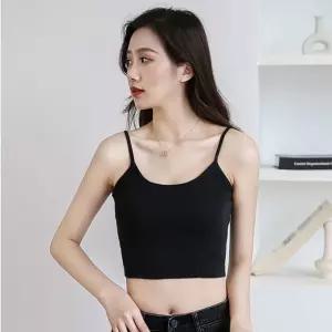 모달 끈나시 러닝 기본 화이트 크롭 기장 민소매 탑 MyG7+4NVF