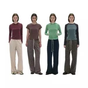 매장정품[브랜드명]파르티멘토 우먼 PARTIMENTO WOMEN PWC 버튼 와이드 레그 저지 팬츠_8컬러PWC-255410805