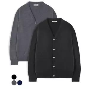 매장정품[브랜드명]언탭트 스튜디오 UNTAPPED STUDIO [2PACK]데일리 세미 오버핏 베이식 니트 가디건 3 COL