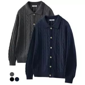 매장정품[브랜드명]언탭트 스튜디오 UNTAPPED STUDIO 오버핏 케이블 카라 니트 가디건 3ColorMUN046101331