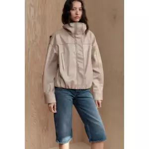 [ZARA] 자라 주름 페이크 레더 재킷 - 그레이 스톤 3483350