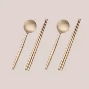 [방짜유기로 만든 차림] 한식 수저 2인세트