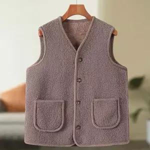 [GS마켓] 여성 빅사이즈 양털 뽀글이 조끼 겨울 방한 포켓 베스트 중년조끼