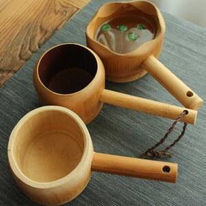 나무바가지 온천 스파용 우드 욕조 물바가지 전통형 편백목욕바가지