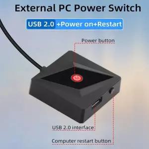 컴퓨터전원버튼 PC 본체 외부 파워 스위치 데스크탑 컴퓨터 기기 버튼 연장 도난 방지 USB 20 가정용 사무