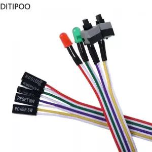 컴퓨터전원버튼 PC 본체 외부 파워 스위치 슬림 ATX 컴퓨터 메인보드 전원 케이블 LED 조명 리셋 푸시 버튼