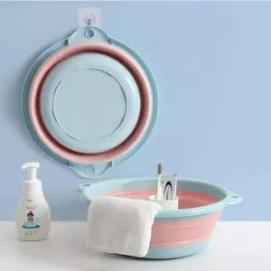 세숫대야 접이식 폴딩 세수 대야 대형 블루 욕실 빨래 캠핑 설거지통