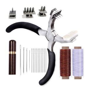 스티칭 홀 펀치 부투즈 마름모 플라이어 왁스 안장 무성 가죽 스트랩 케이스 패브릭 나무 4mm 벨트용 DIY 바늘 신발 실 핸드 바늘