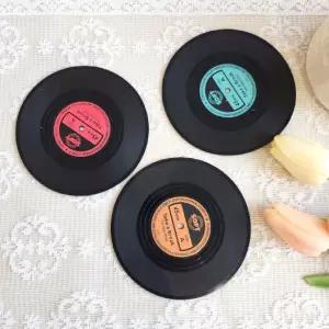 실리콘 컵받침 티코스터 LP판 레코드 모양 홈카페 인테리어 주방용품