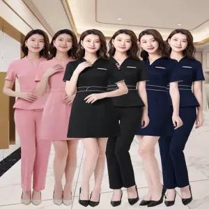 피부관리실 안내데스크 원피스 근무복 실장 상담복