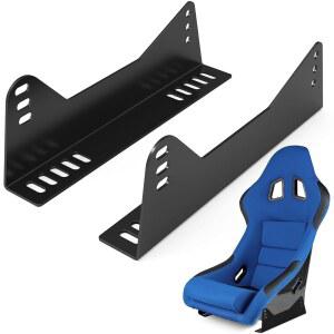 Yuleimy 유니버설 버킷 시트 시트용 마운팅 키트 방청 검은색 기술로 코팅된 파우더 레이싱 2팩 L자형 마운트 FRP탄소 섬유 사이드 듀티 헤비 브래킷
