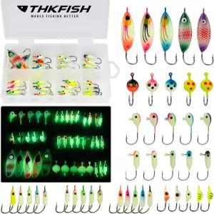 THKFISH 얼음 낚시 미끼 장비 단단한 및 지그 월레이 키트 크레이피 팬피쉬 파이크 14/26/40PCS