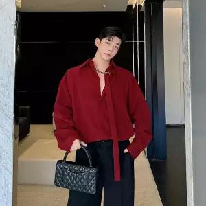 남성 긴팔 가을 V넥 오버핏 루즈핏