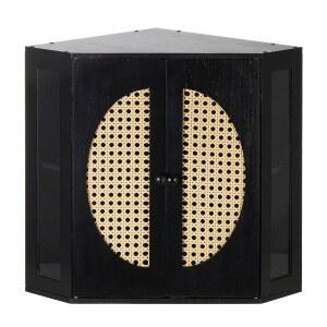 브로니프로 보호 라탄 코너 주방 조리대용 브레드 박스 u2013 엑스트라 라지 블랙 대나무 박스, 높이 조절 가능한 파티션이 있는 이중 수납 공간