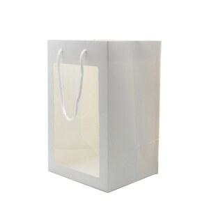 신상 쇼윈도 투명 쇼핑백 아이디어 기프트백 화이트 연출 꽃다발 봉투 전용 패키징 비닐 포장지 꽃가게 카드 방수 디자인 윈도우 세련된 선물용 소품
