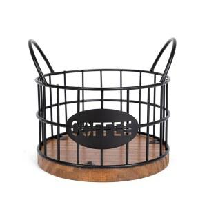 카운터탑용 Fving 커피 포드 홀더, K컵 홀더 정리함, 나무 베이스가 있는 튼튼한 보관 바구니, 주방 바 카운터 오피스 데스크톱용 용기 블랙