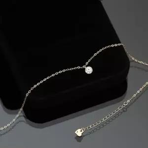 14K 골드 라운드 큐빅 팬던트 체인 금 팔찌